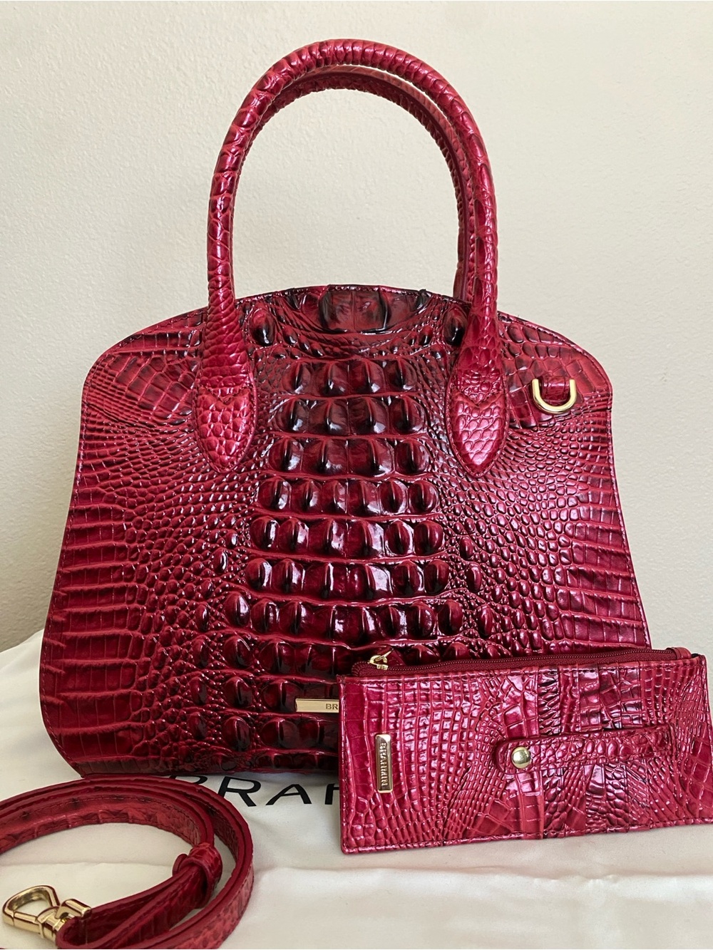 Brahmin Rosetta Merlot and matching cc wallet